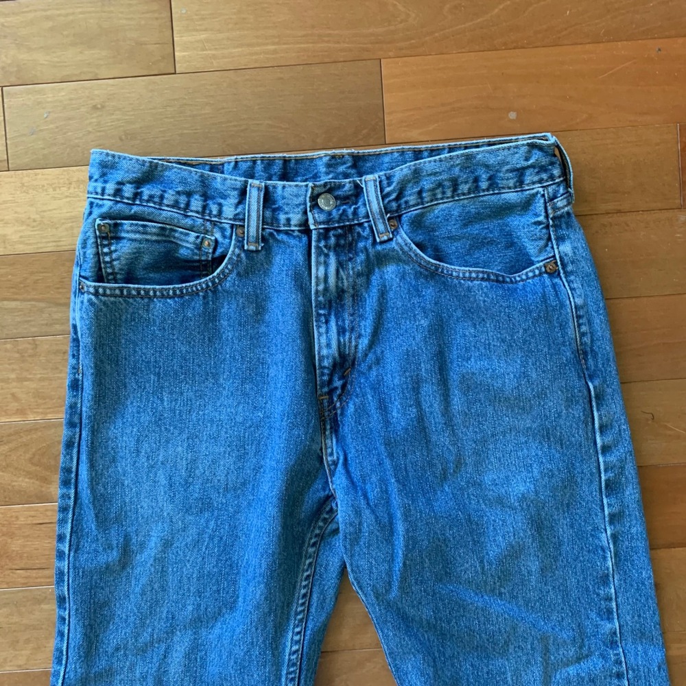 Levi's 34x34 505 Regular Fit Jeans Medium Wash Blue Straight Leg Denim Pants - Picture 3 of 10